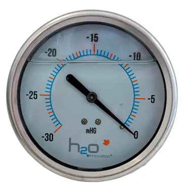 [FLOY63BTL-30] Vacuum Gauge – 2-1/2" SS, Glycerin-Filled, Lower Mount, 1/4" NPT