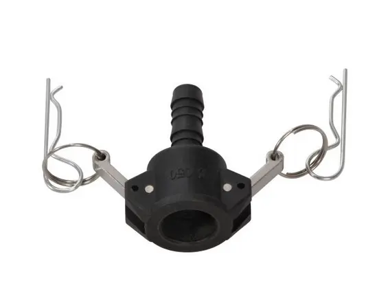 Camlock Adapter – Male Barb × Female Coupling, 1" (Polypropylene) 