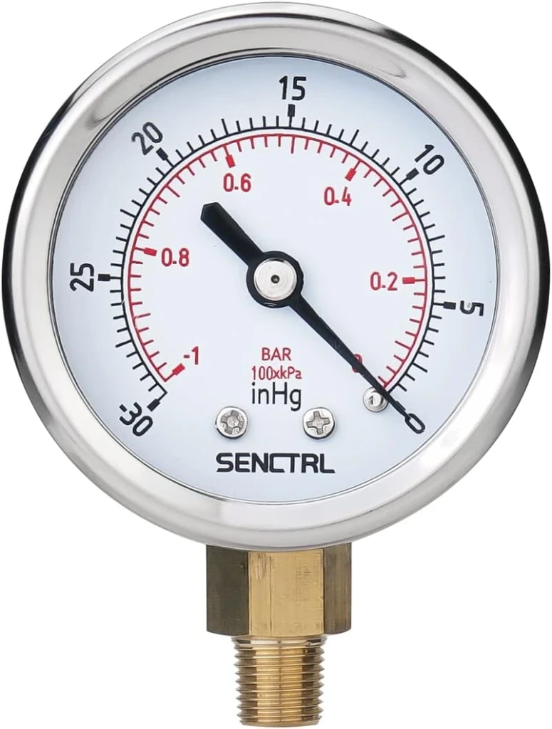 [VAC-GAU-SS-2-LM-1/4NPT] Vacuum Gauge – 2" SS, Lower Mount, 1/4" NPT