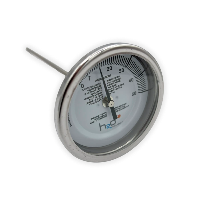[BAS3A12B-12] Thermometer, Syrup - 3" OD x 12" stem 1/4" MPT, 0-50 °F