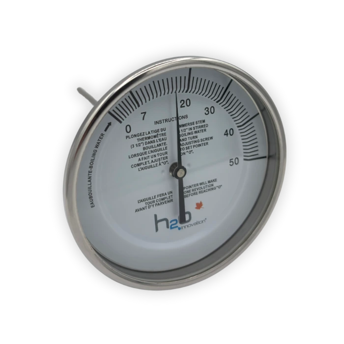 [TS-5X9S-.25MPT-0-50] Thermometer, Syrup - 5" OD X 9" stem 1/4" MPT, 0-50 °F