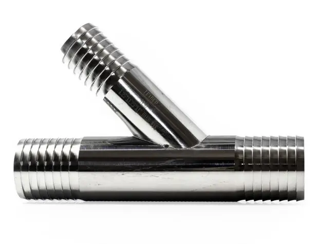 [AM311] Wye, Reducing, Stainless Steel Barb – 1-1/2" x 1-1/2" x 1" (AM)