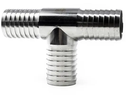 [TEE-SSB-0.75-0.75-0.75] Tee, Stainless Steel Barb – 3/4" x 3/4" x 3/4" 